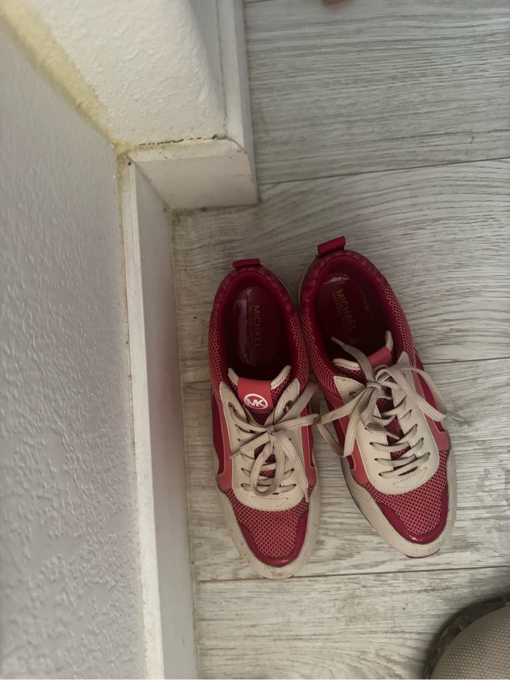Michael Kors Pink and Cream Lace-Up Sneakers